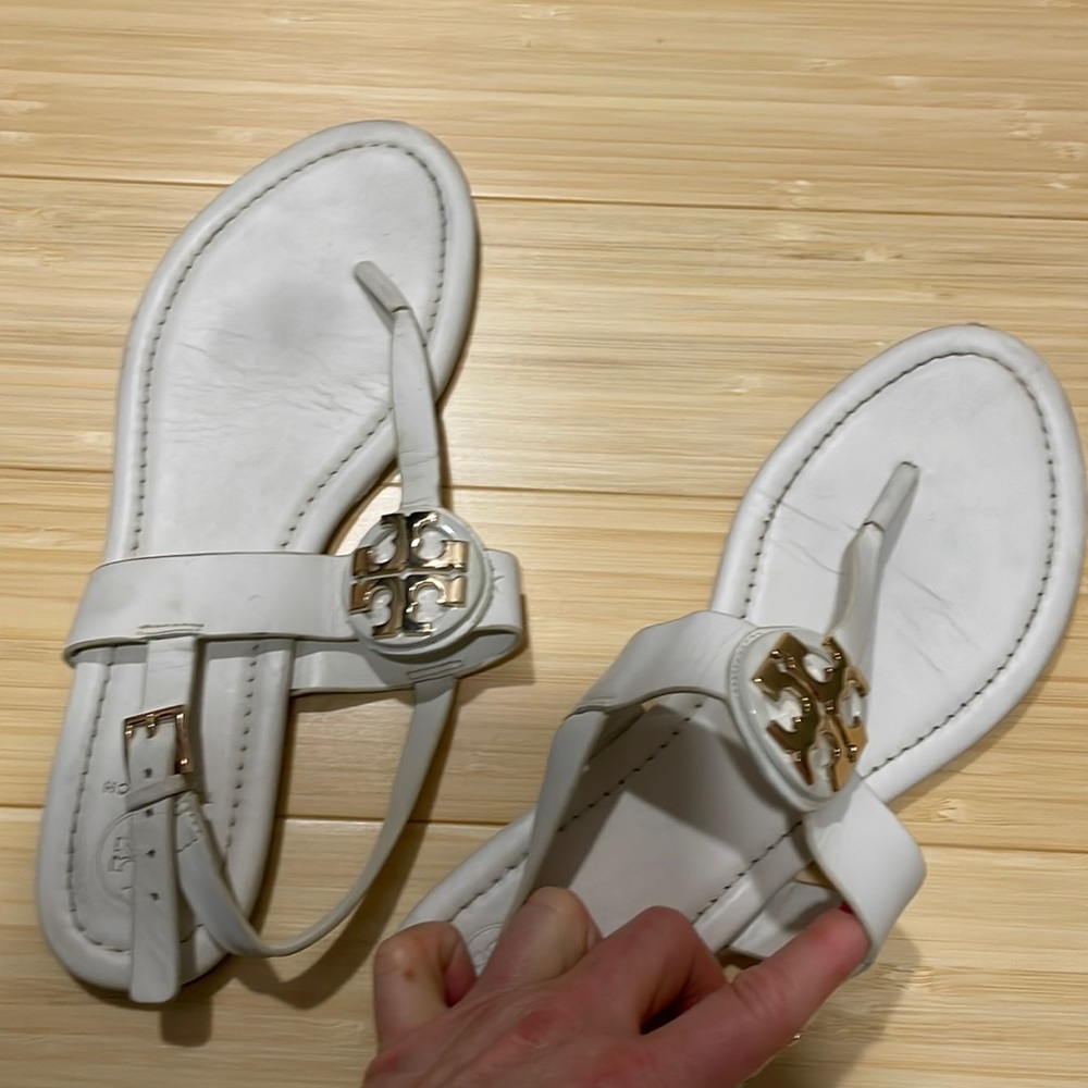 Tory Burch white leather sandals